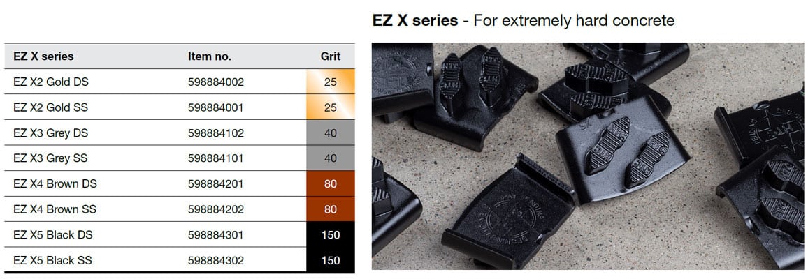 EZ X Series HTC Diamond Grinding Segments for Extremely Hard Concrete